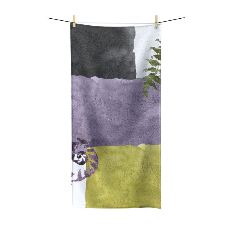 Abstract Bath Towel | Green Black Purple