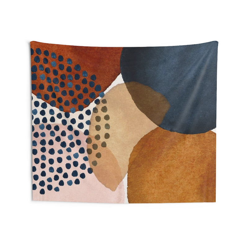 Abstract Tapestry | Navy Blue Brown Rust Yellow