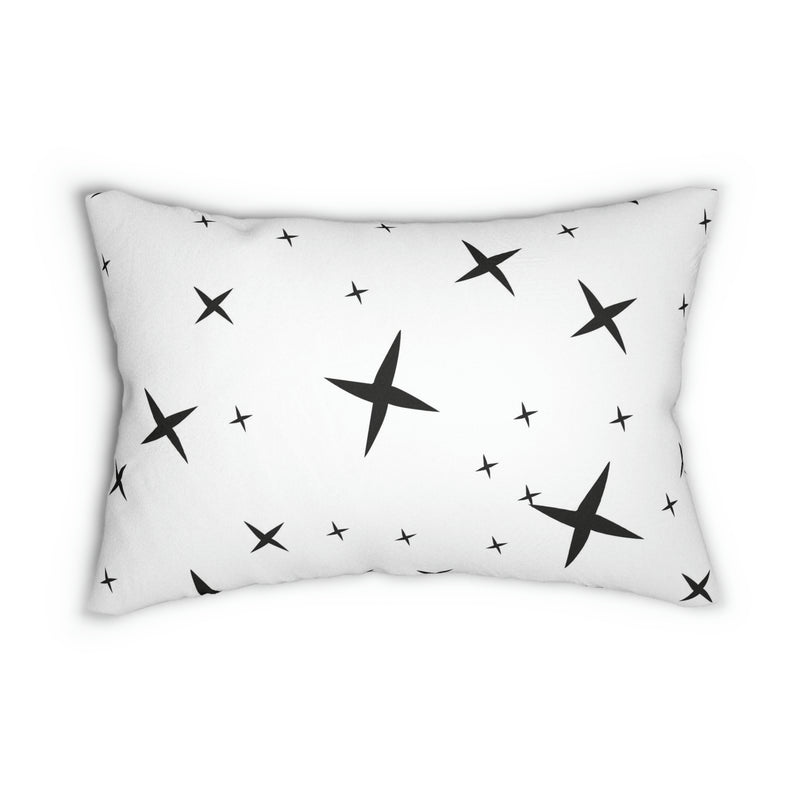Minimalist Lumbar Pillow | White Black Atomic Stars