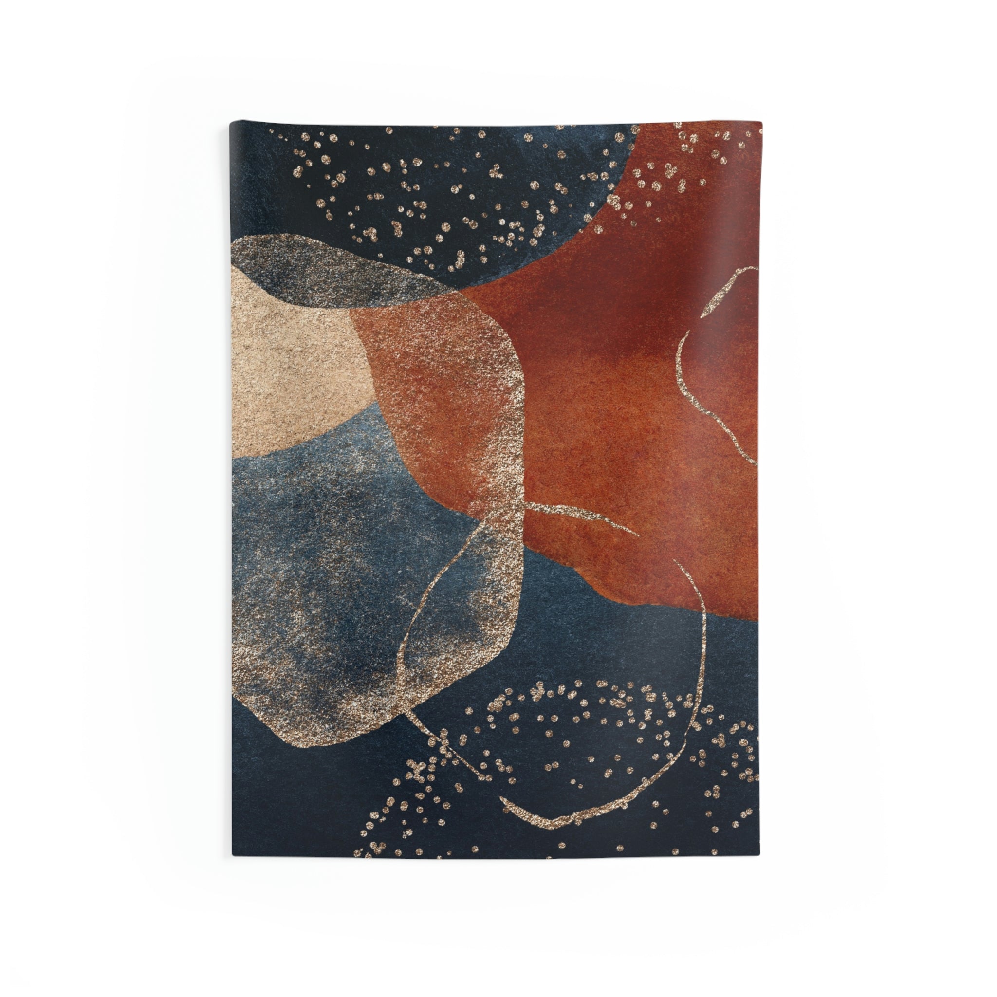 Abstract Tapestry | Navy Blue Gold Rust