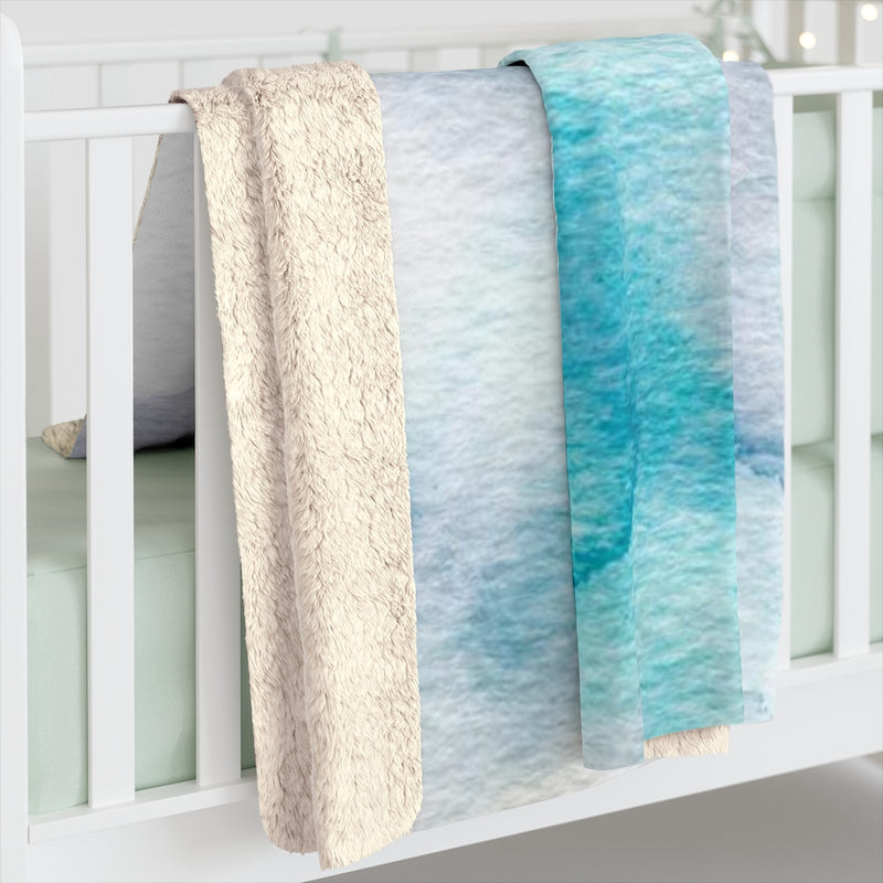 Abstract Comfy Blanket | Turquoise White Ombre