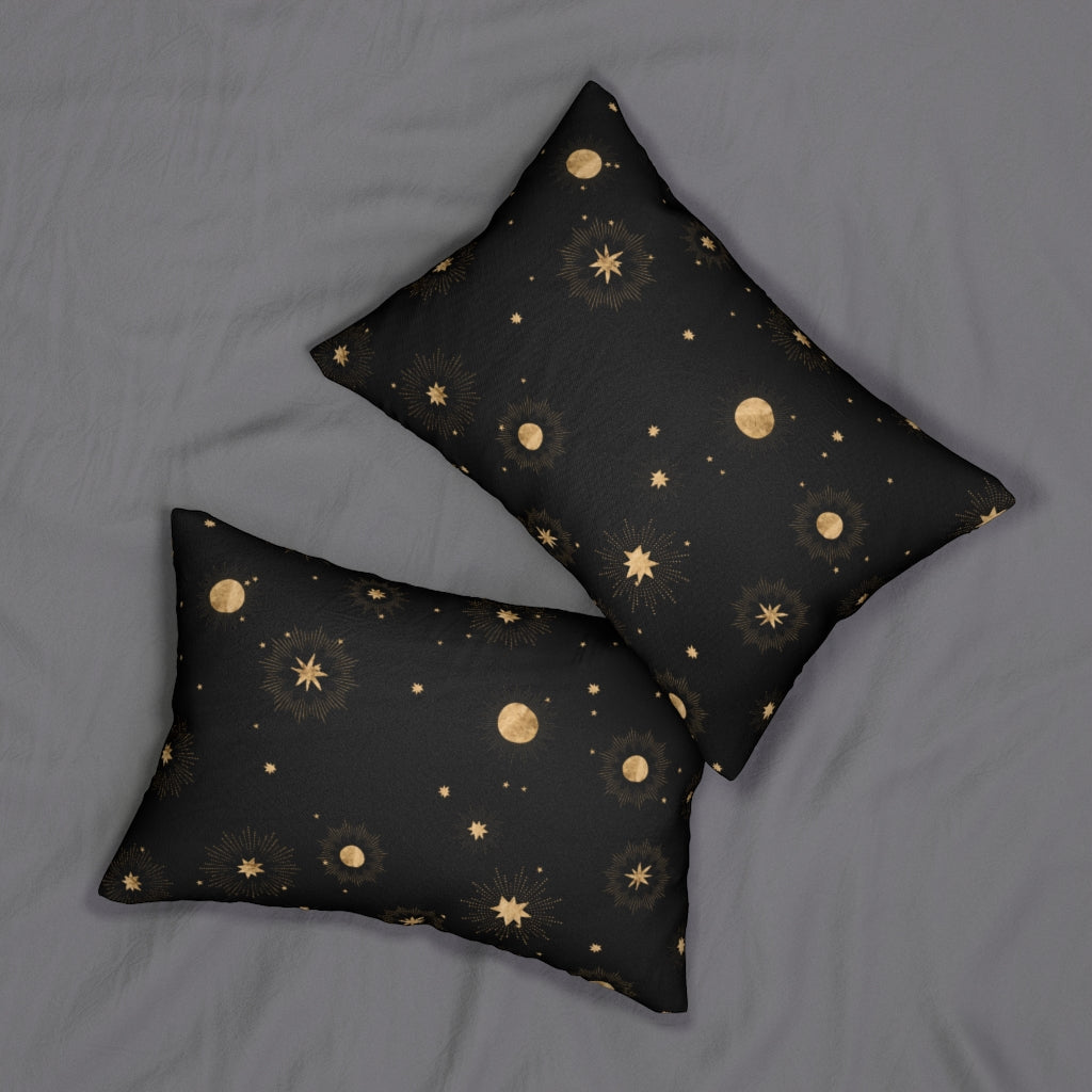 Mystical Boho Lumbar Pillow | Black