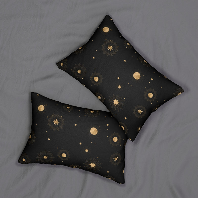 Mystical Boho Lumbar Pillow | Black