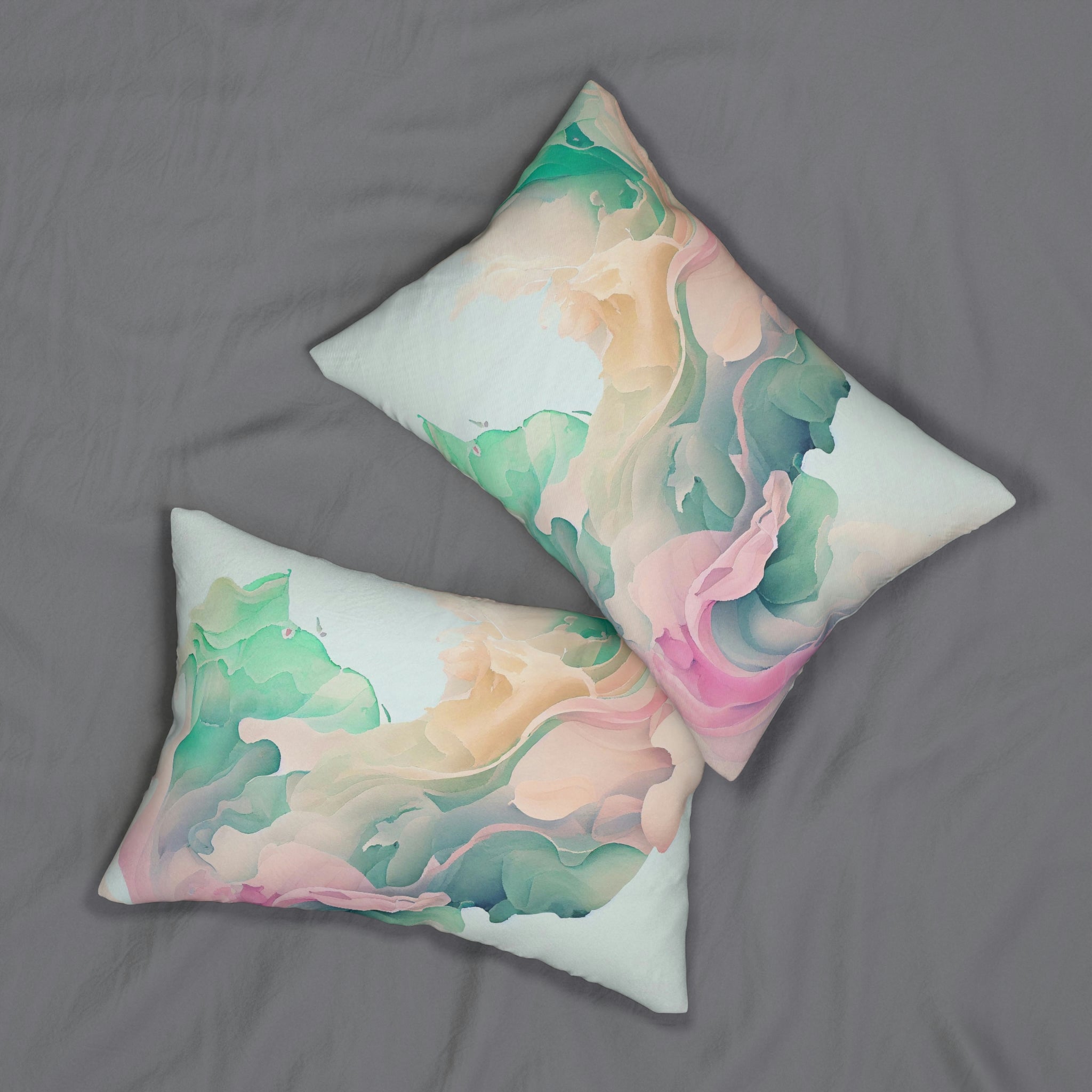 Abstract Lumbar Pillow | Pastel Blue Peach