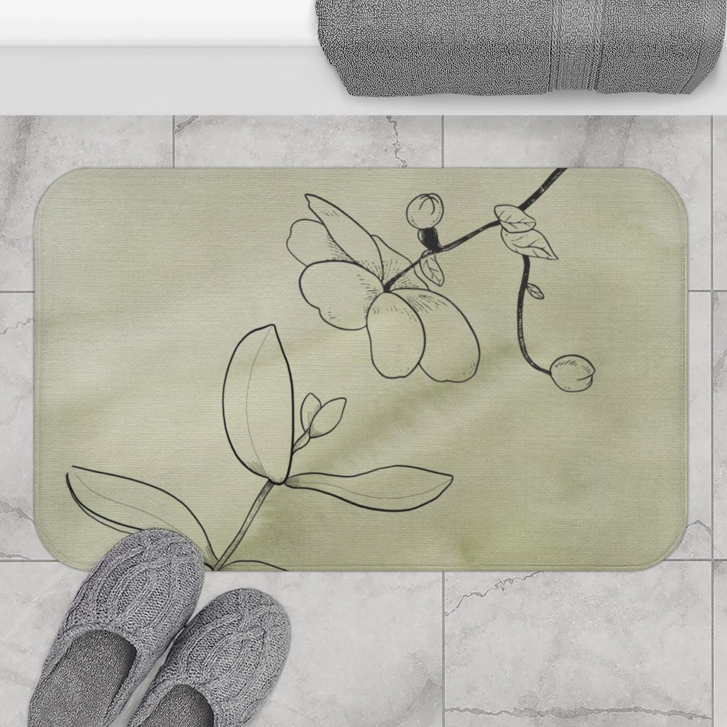 modern floral bath mat