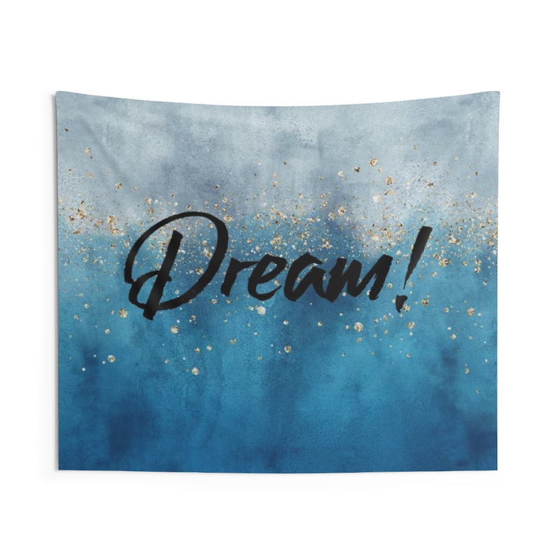 With Saying Tapestry | Navy Blue Grey Ombre | Dream