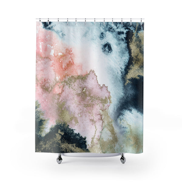 Lavender Navy Abstract Shower Curtain