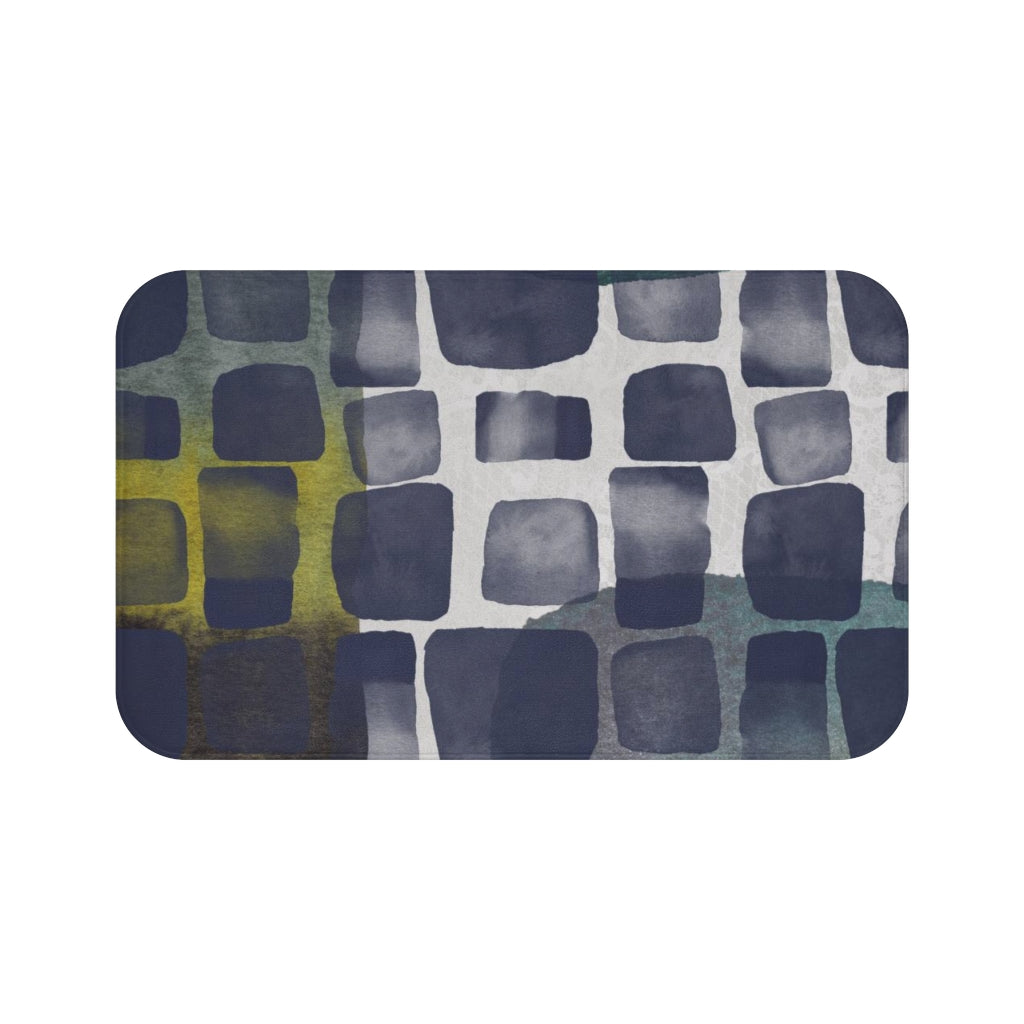 Cute Boho Bath Mat | Navy Green Grey | Abstract