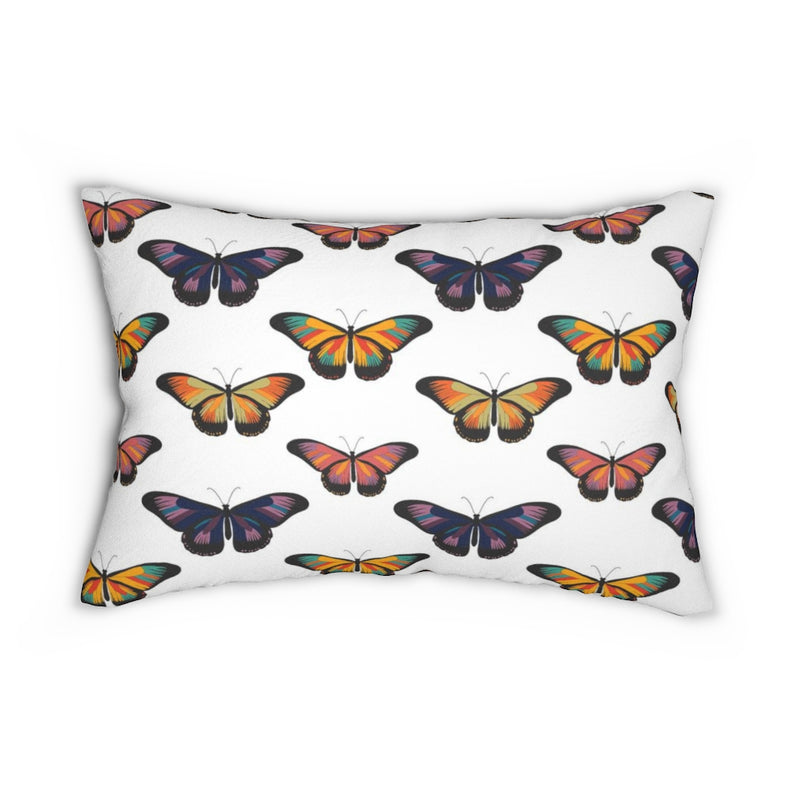 Minimalist Boho Lumbar Pillow | Rainbow Butterflies