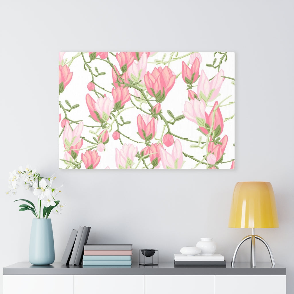 FLORAL CANVAS ART | White Pink Green