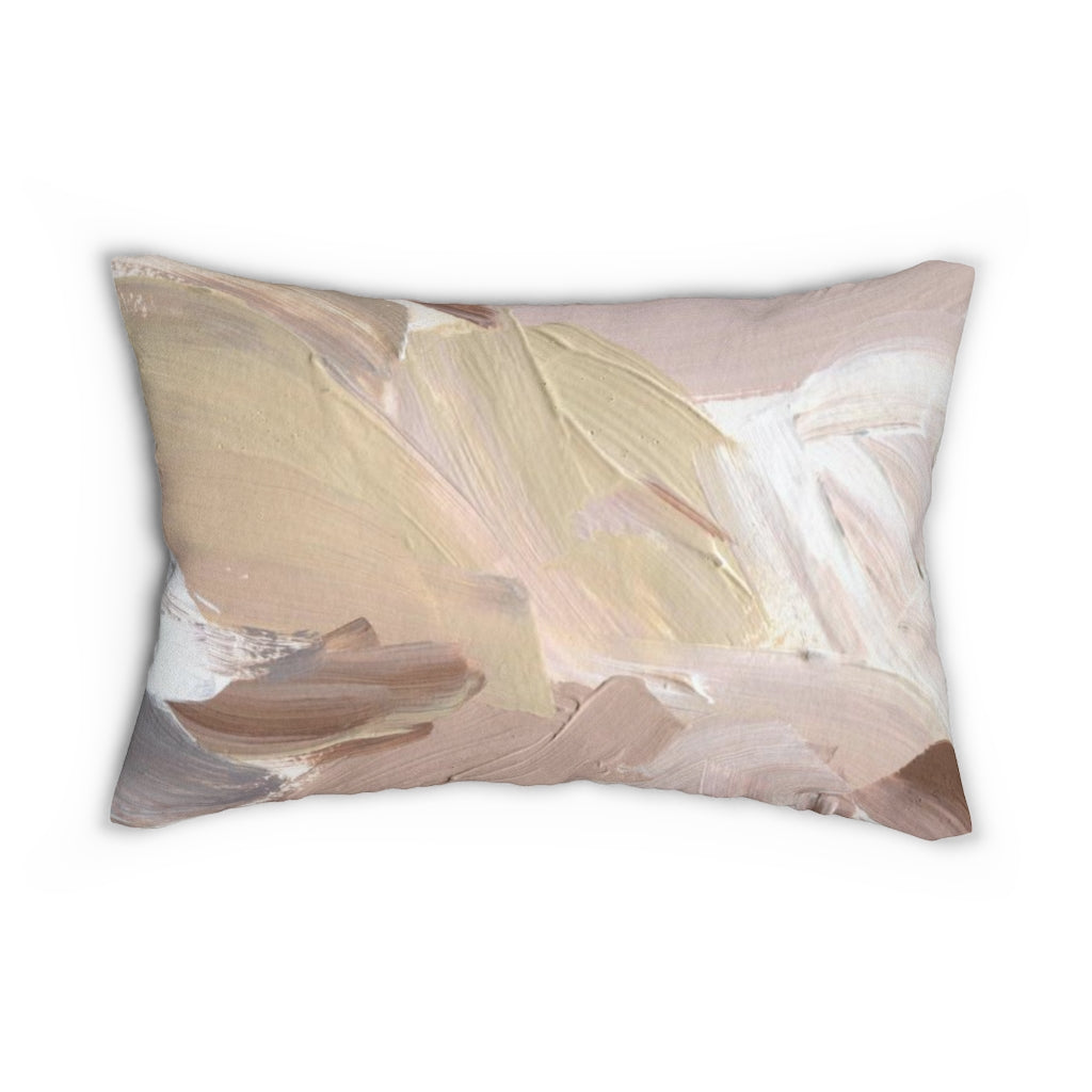 Abstract Boho Lumbar Pillow | Beige Brown White