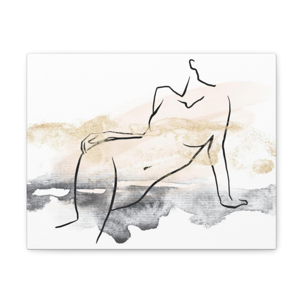 Abstract Canvas Wall Art | White Ombre Female Art