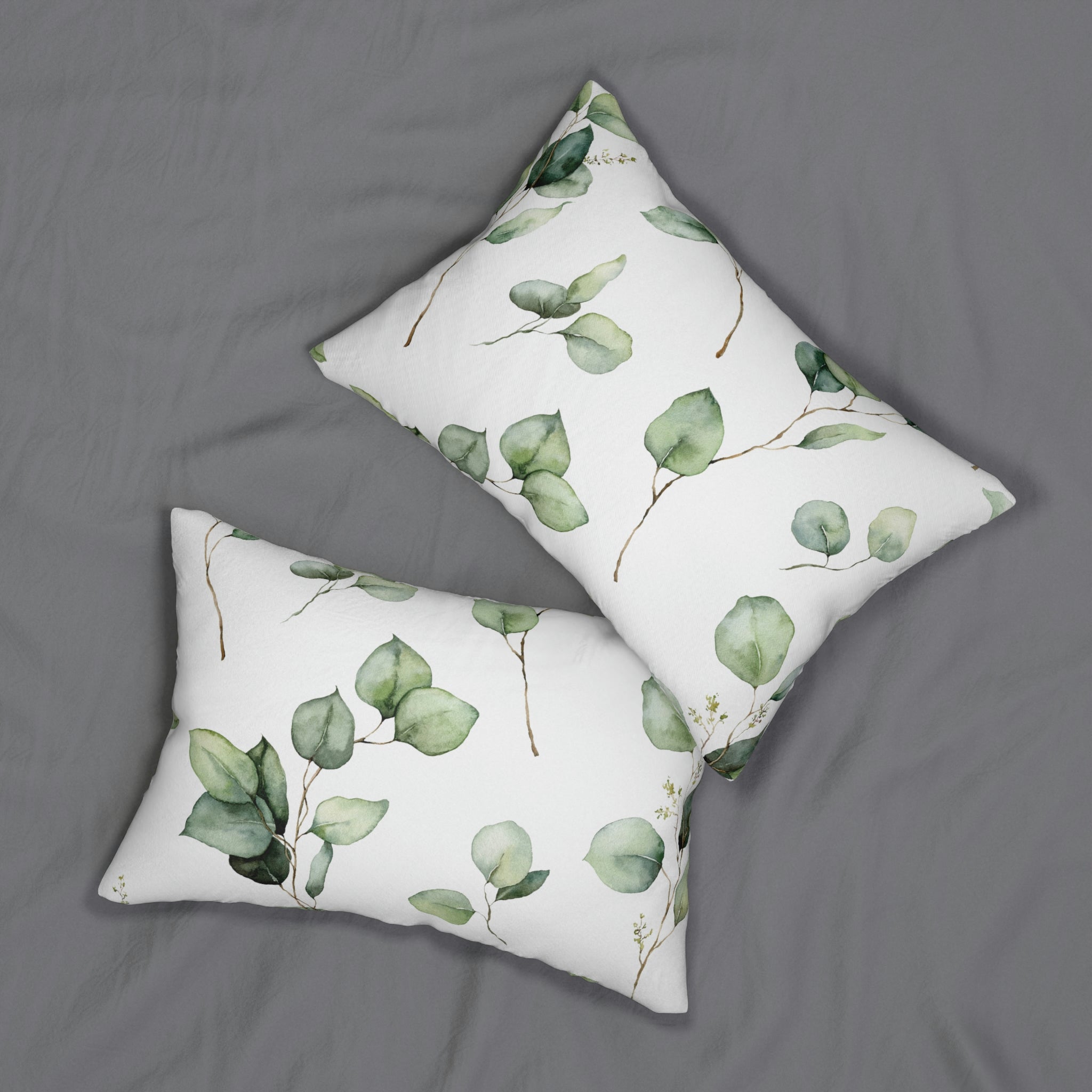 Eucalyptus Floral Lumbar Pillow | Sage Green White