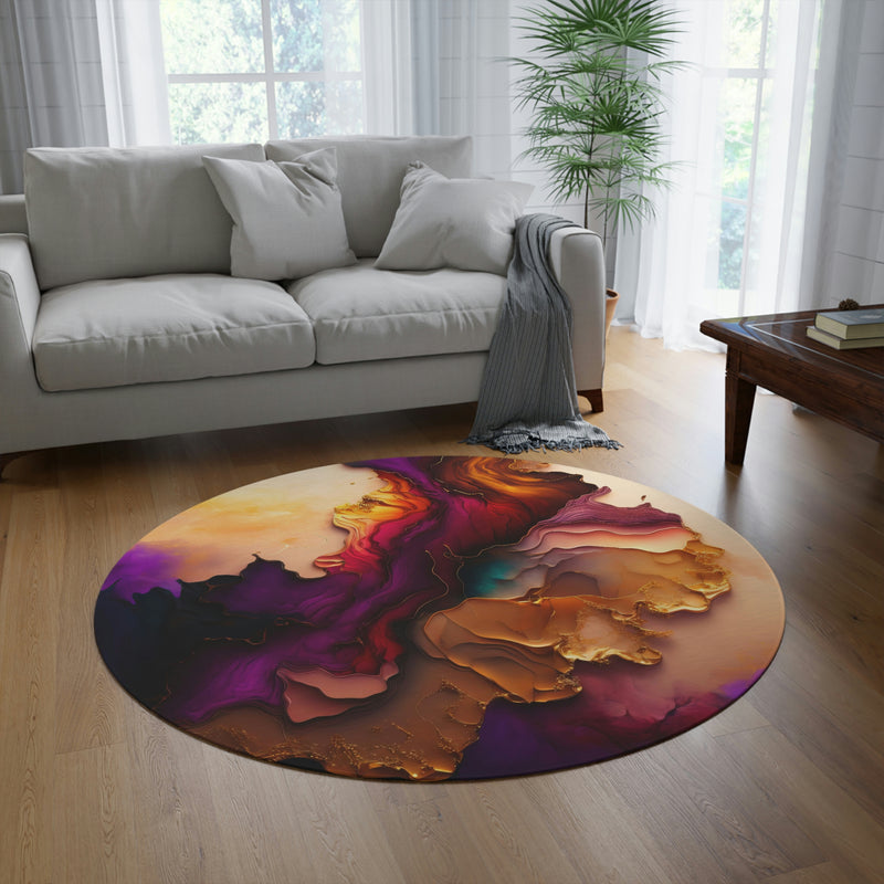 Round Area Rug | Violet Lilac Purple Abstract