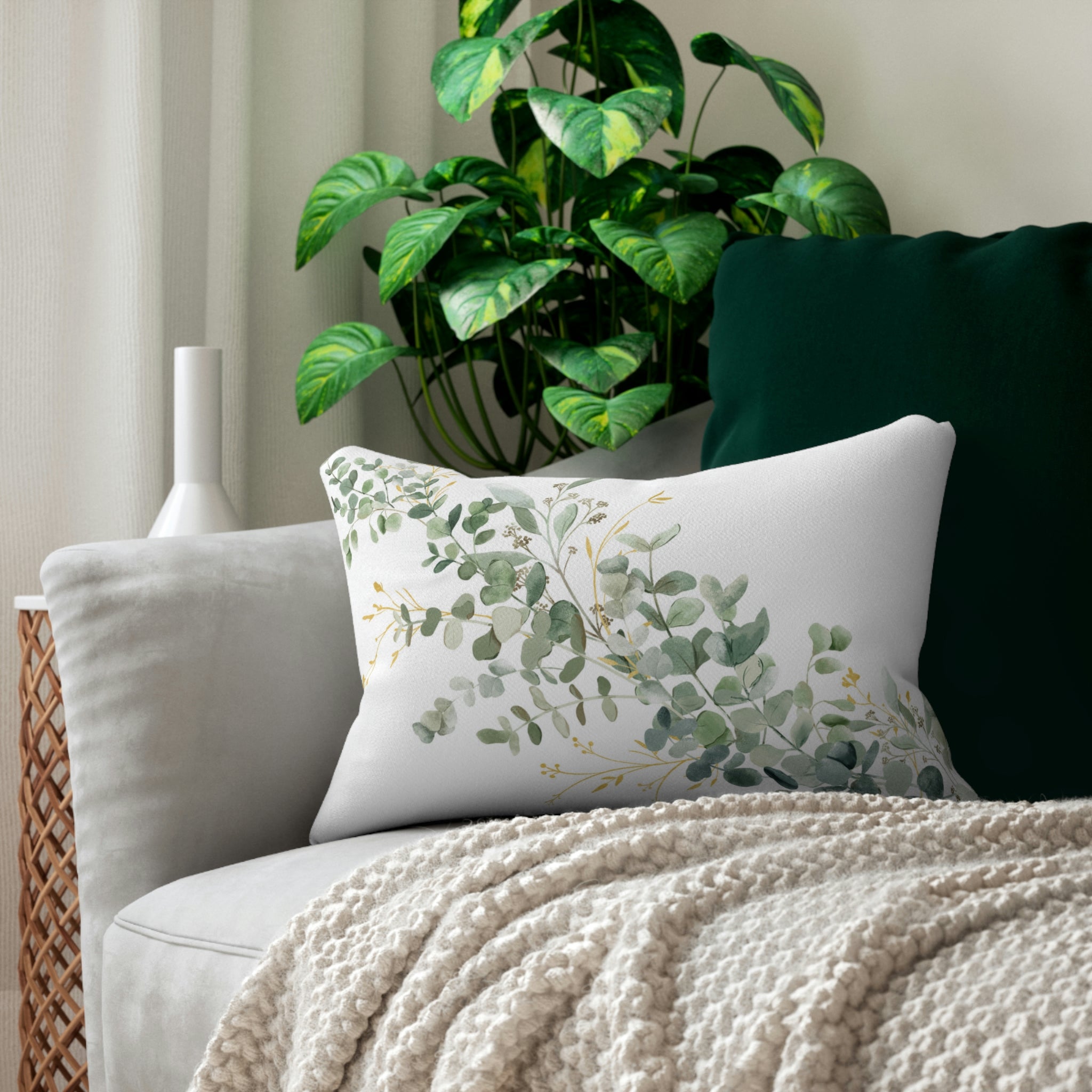 Eucalyptus Lumbar Pillow | Sage Green Floral