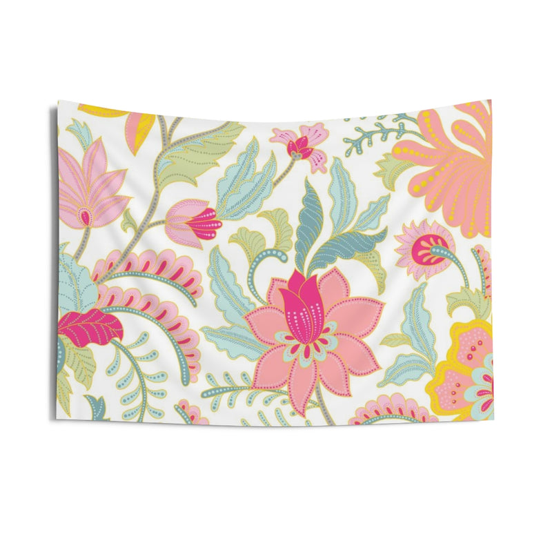 Floral Tapestry | White Pink Yellow Green