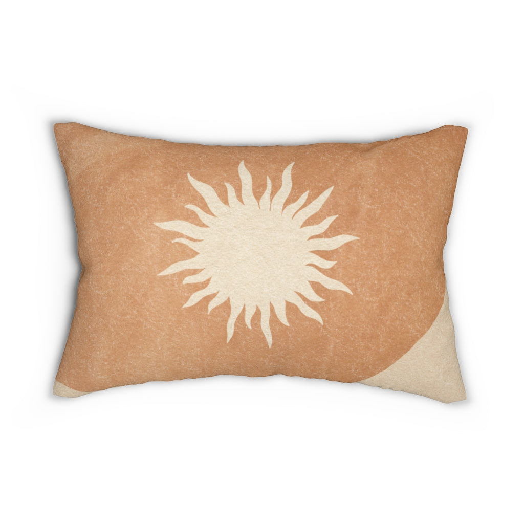 Southwestern Boho Lumbar Pillow | Terracotta Beige Sun