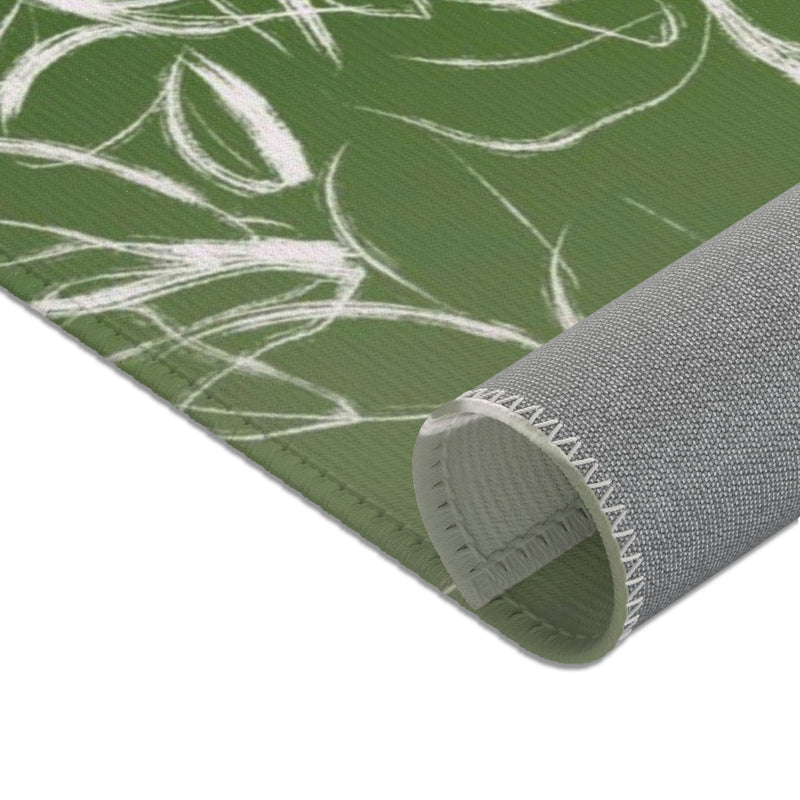 Abstract Floral Area Rug | Sage Green Ombre White