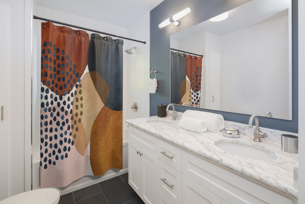 Abstract Shower Curtain | Navy Rust