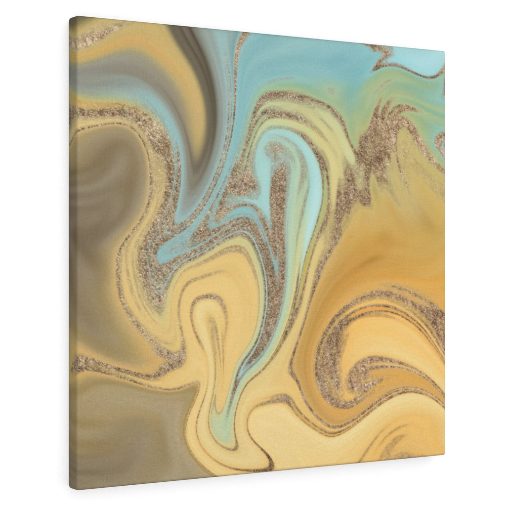 ABSTRACT WALL CANVAS ART | Mint Green Gold Yellow