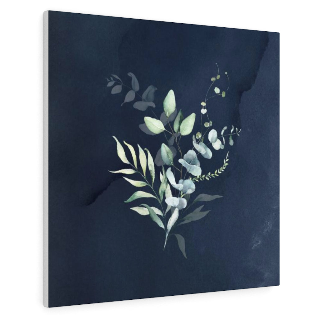 FLORAL WALL CANVAS ART | Navy Blue Green Eucalyptus