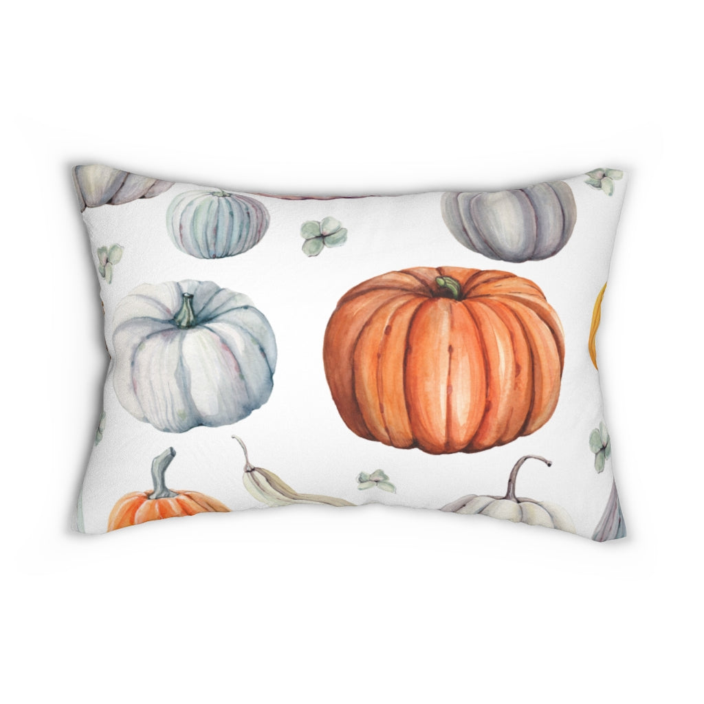 Abstract Boho Lumbar Pillow | White Grey | Pumpkins