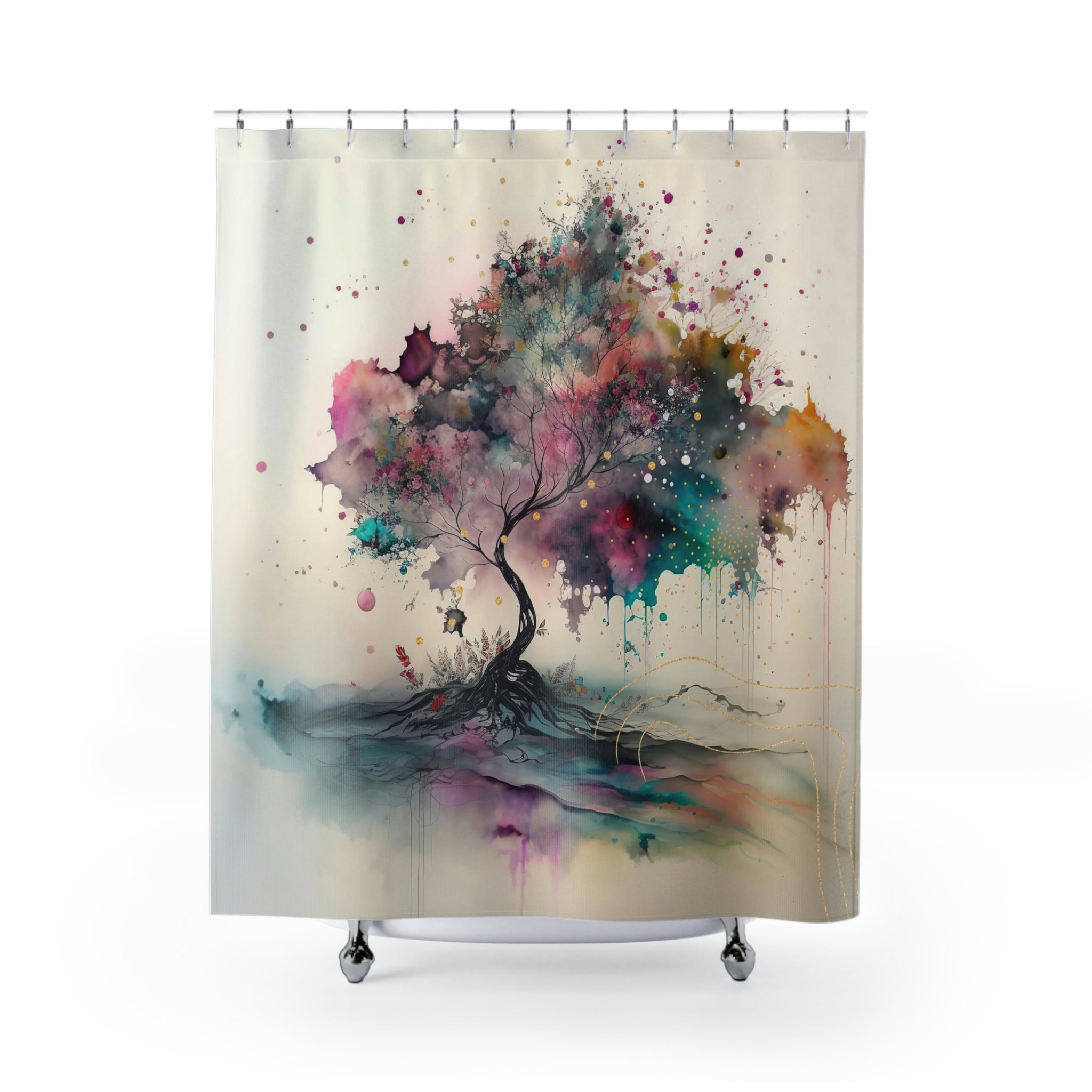 modern boho fabric shower curtain