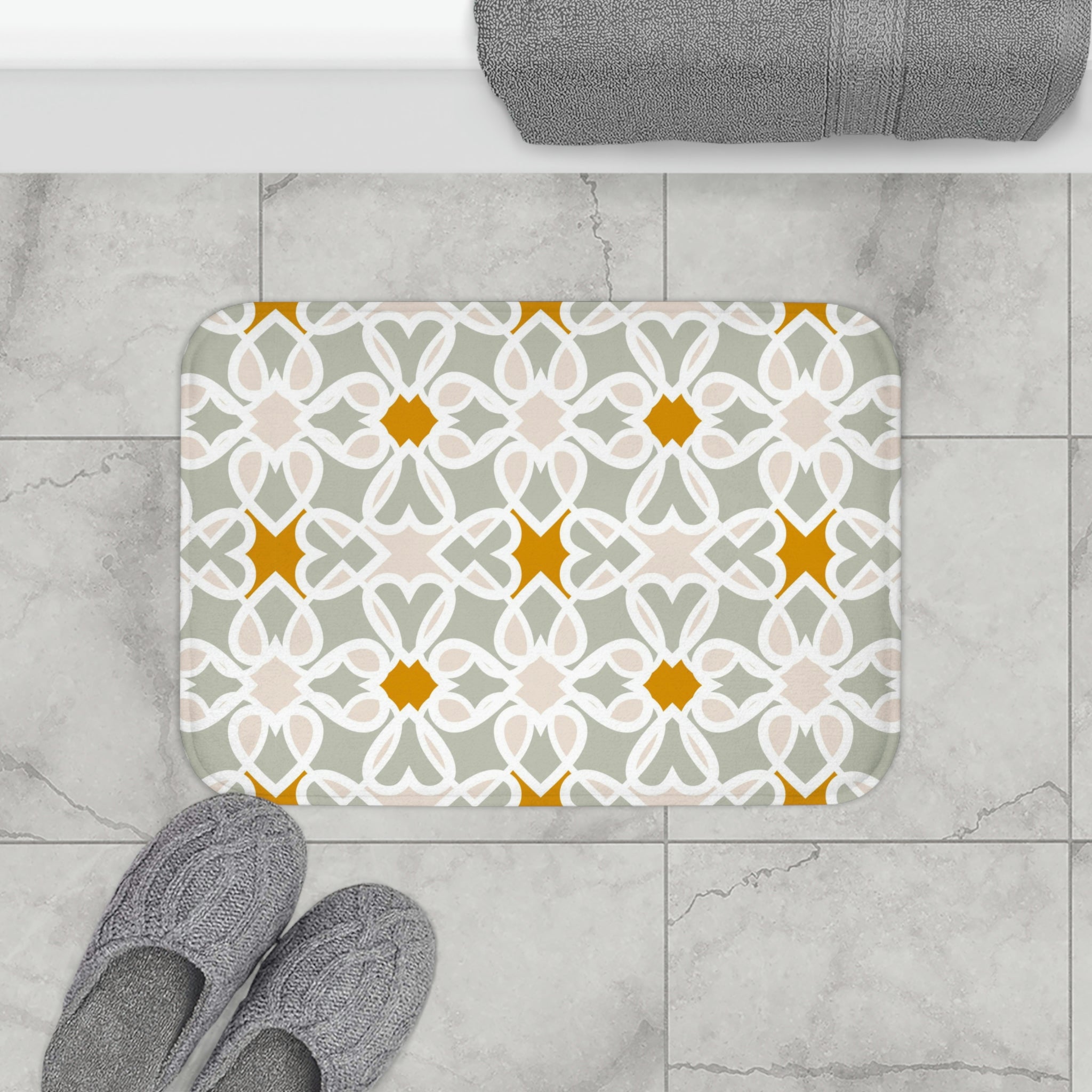 Boho Abstract Bath, Kitchen Mat | Mid-Century Minimalist