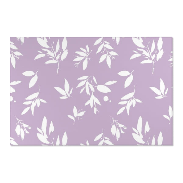 Boho Area Rug | Lavender White Leaves