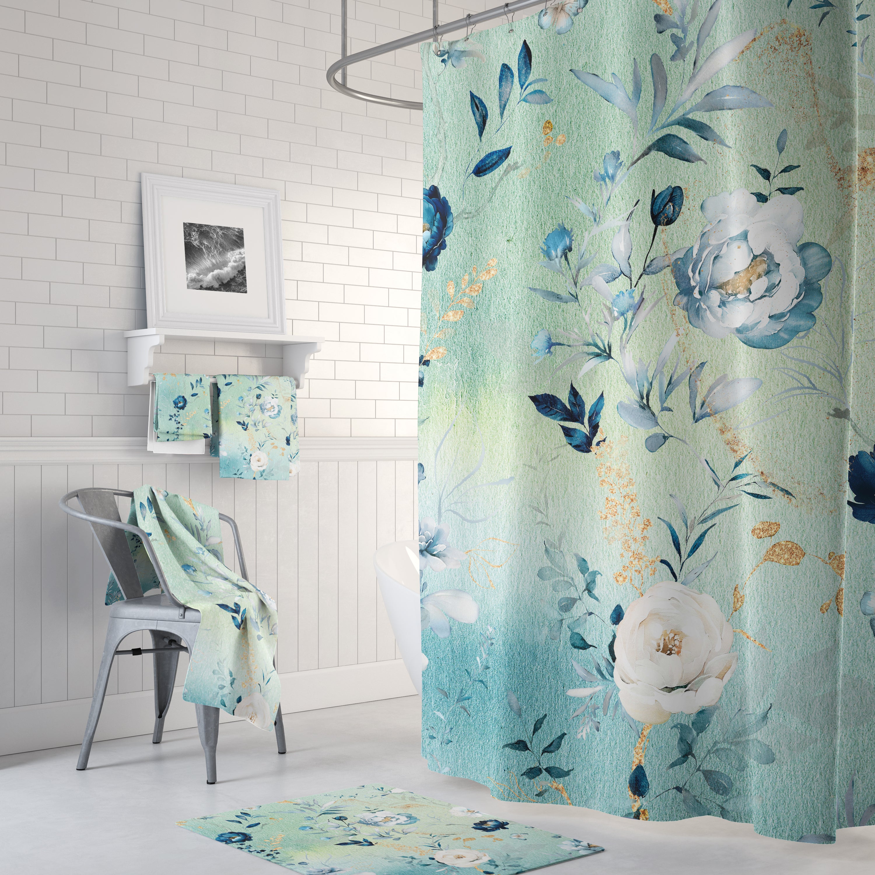 modern boho fabric shower curtain