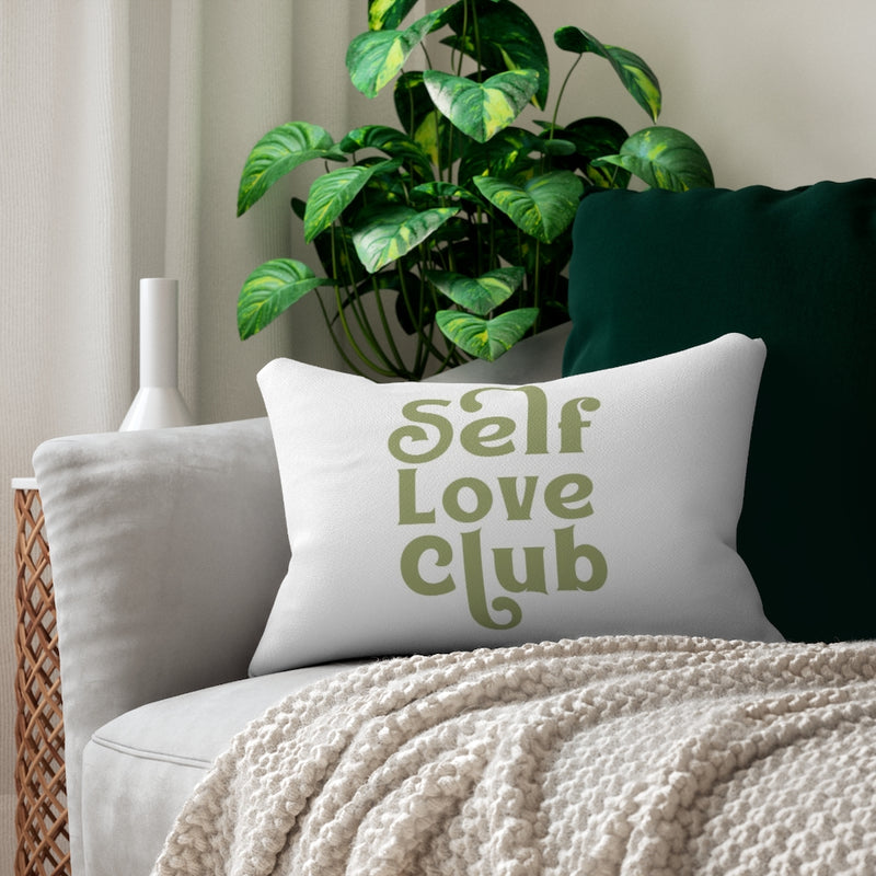 With Saying Boho Lumbar Pillow | Green White | Self Love Club
