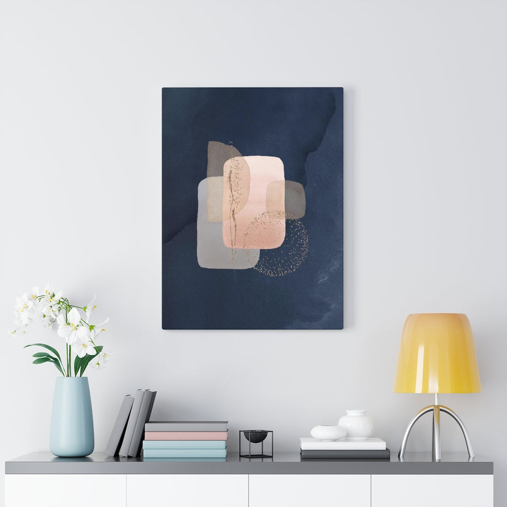 ABSTRACT WALL CANVAS ART | Blush Pink Grey Navy Blue Gold