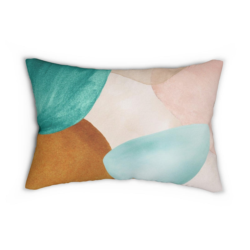 Abstract Boho Lumbar Pillow | Beige Teal Blush Pink