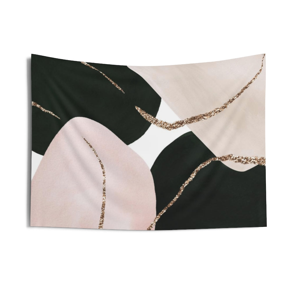 Abstract Tapestry | Beige Black Blush Pink Gold