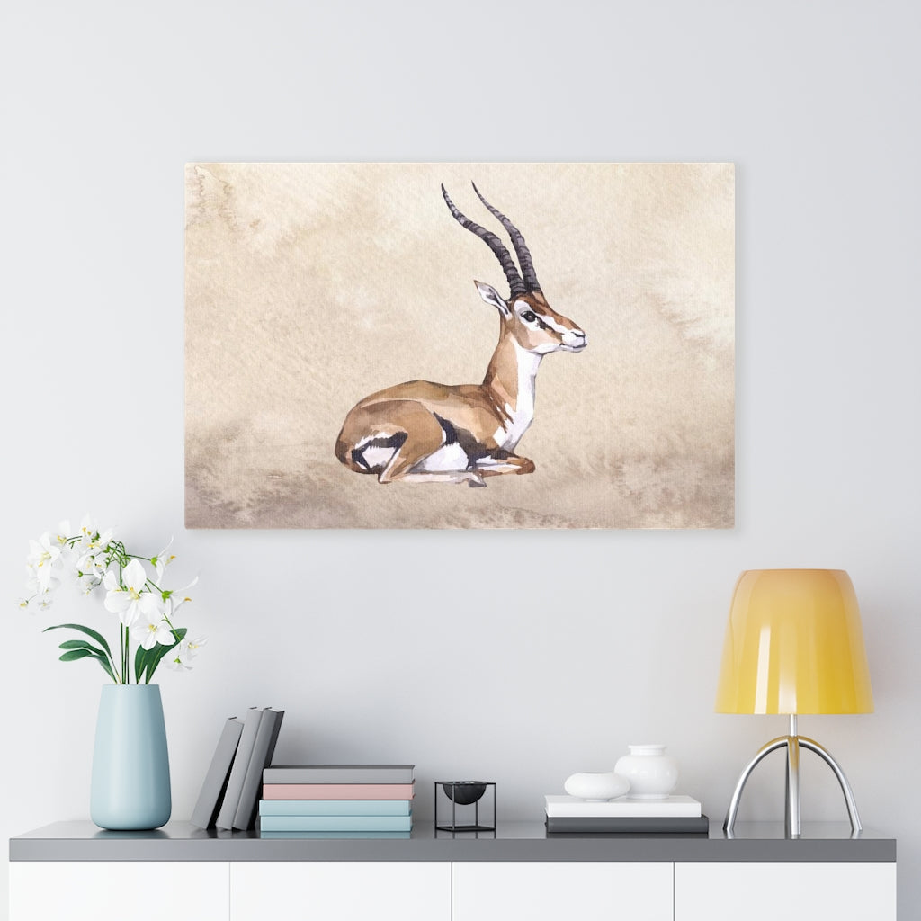 WHIMSICAL WALL CANVAS ART | Beige Watercolor Gazelle