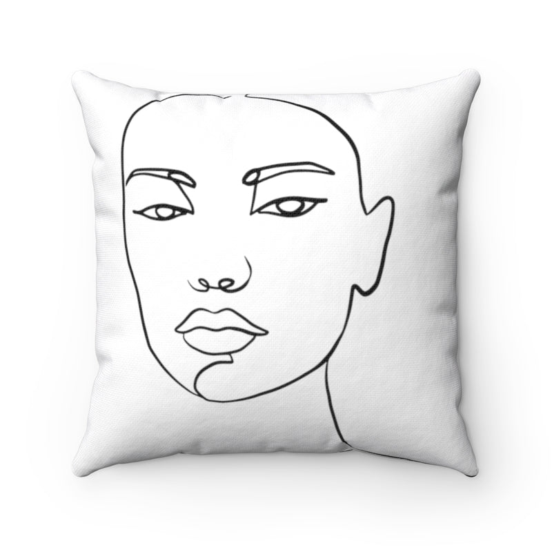 Boho Pillow Cover | White Black | One Line Art