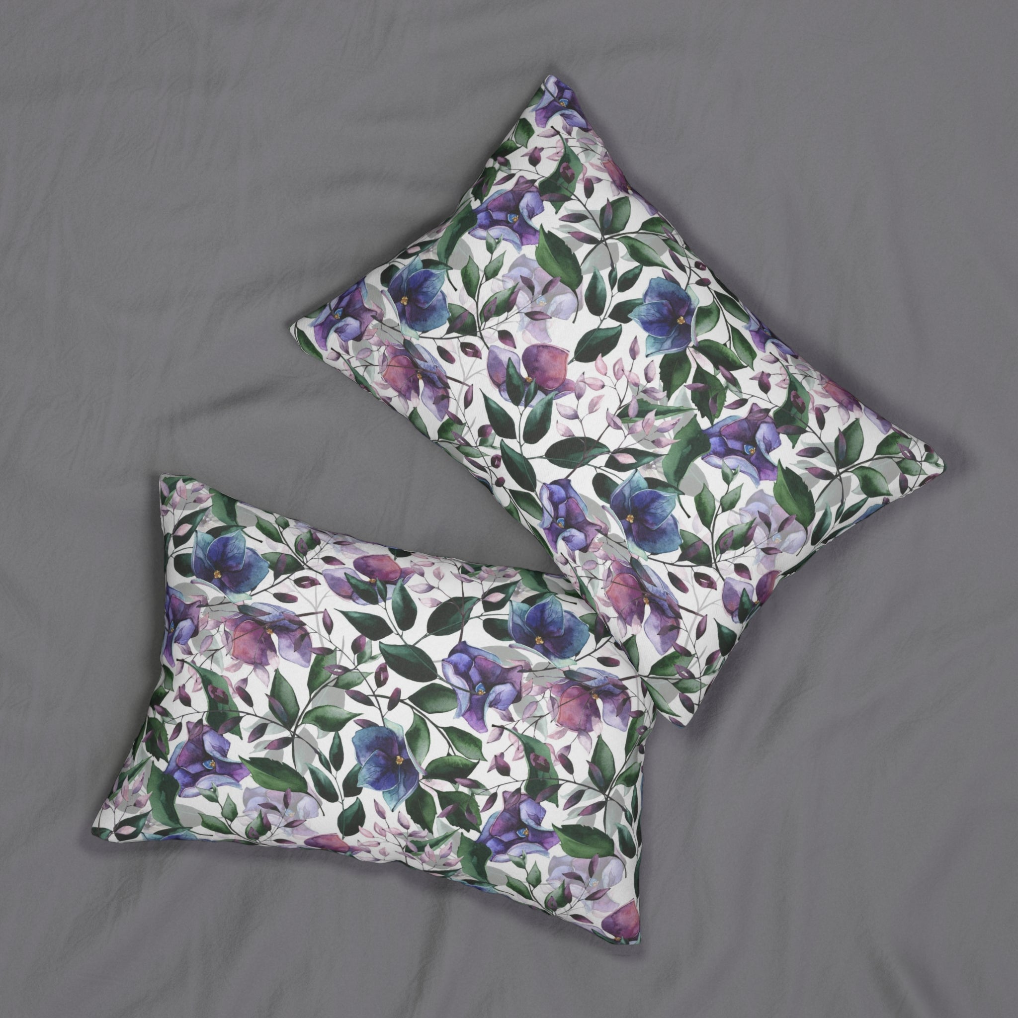 Boho Lumbar Pillow | Floral Blue Green White Pink