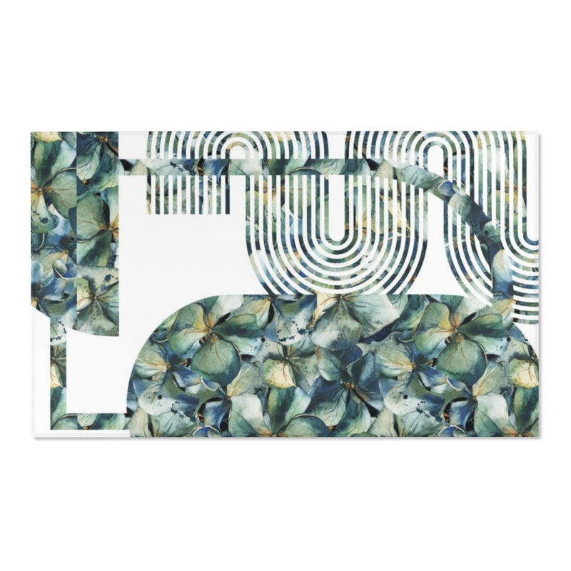 Geometric Area Rug |  Floral Blue Green Shapes