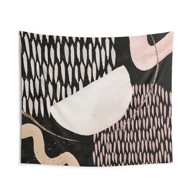 Abstract Tapestry | Pastel Pink Black Beige