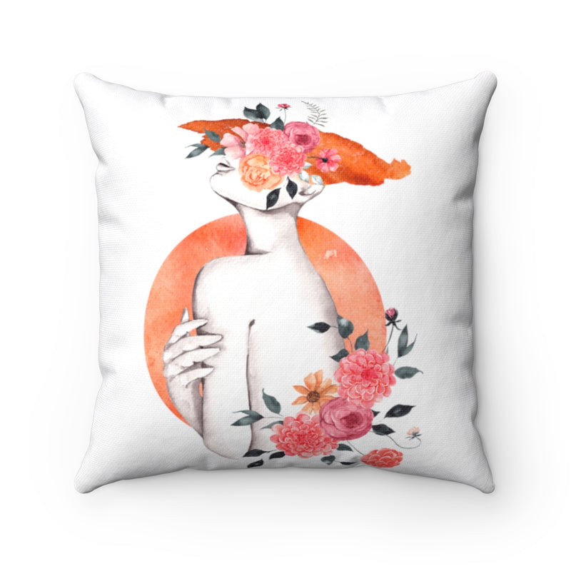 Boho Pillow Cover | Pink Orange Floral | Watercolor