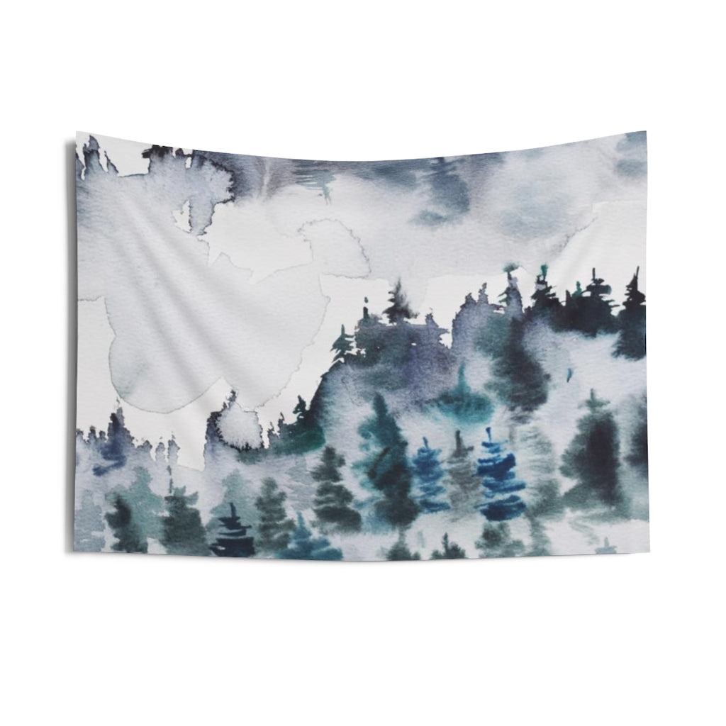 Landscape Tapestry | Indigo Blue Grey Woodland Forest