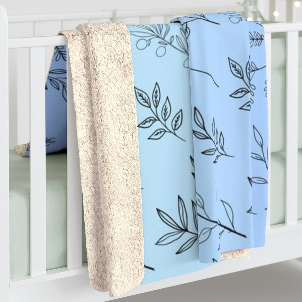 Floral Comfy Blanket | Blue Leaves