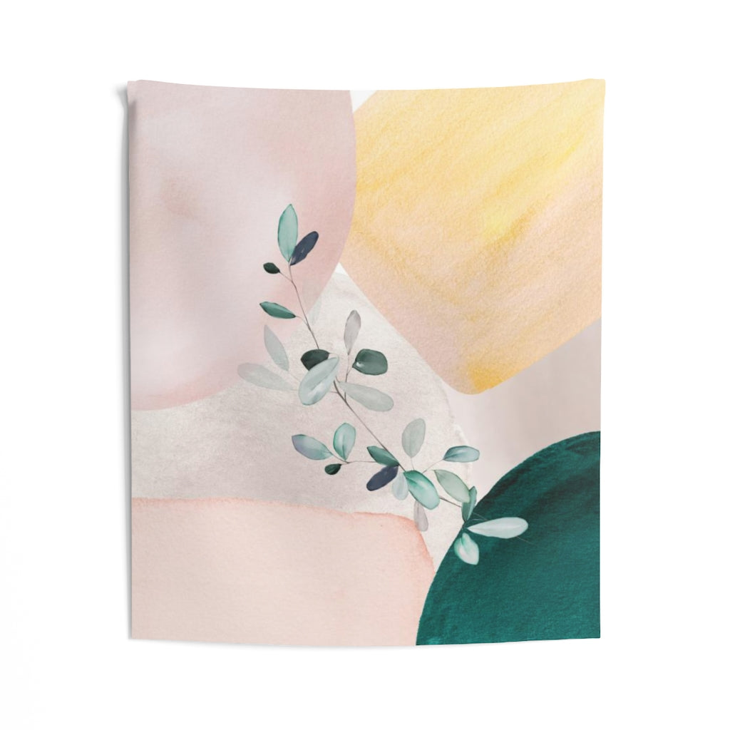 Floral Tapestry | Yellow Blush Pink Green Eucalyptus Leaves