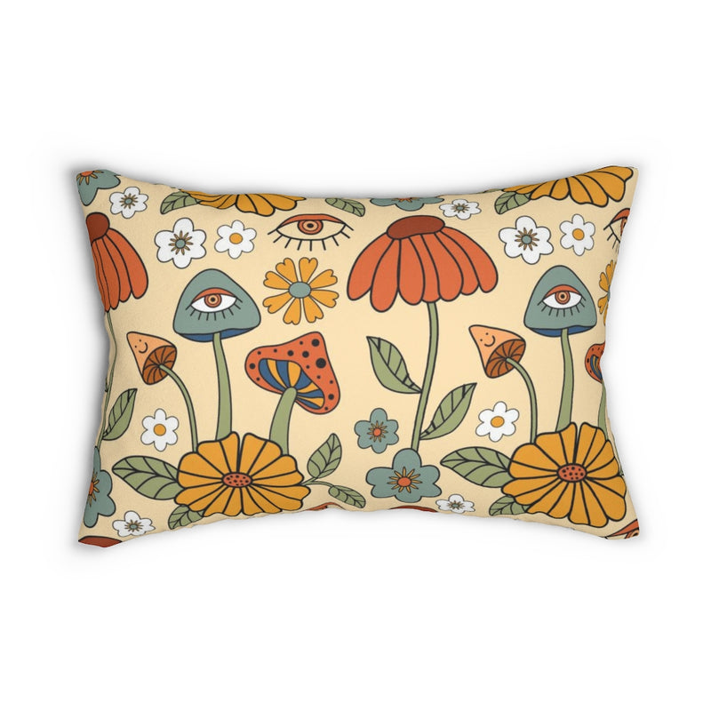 Whimsical Boho Lumbar Pillow | Beige Forest