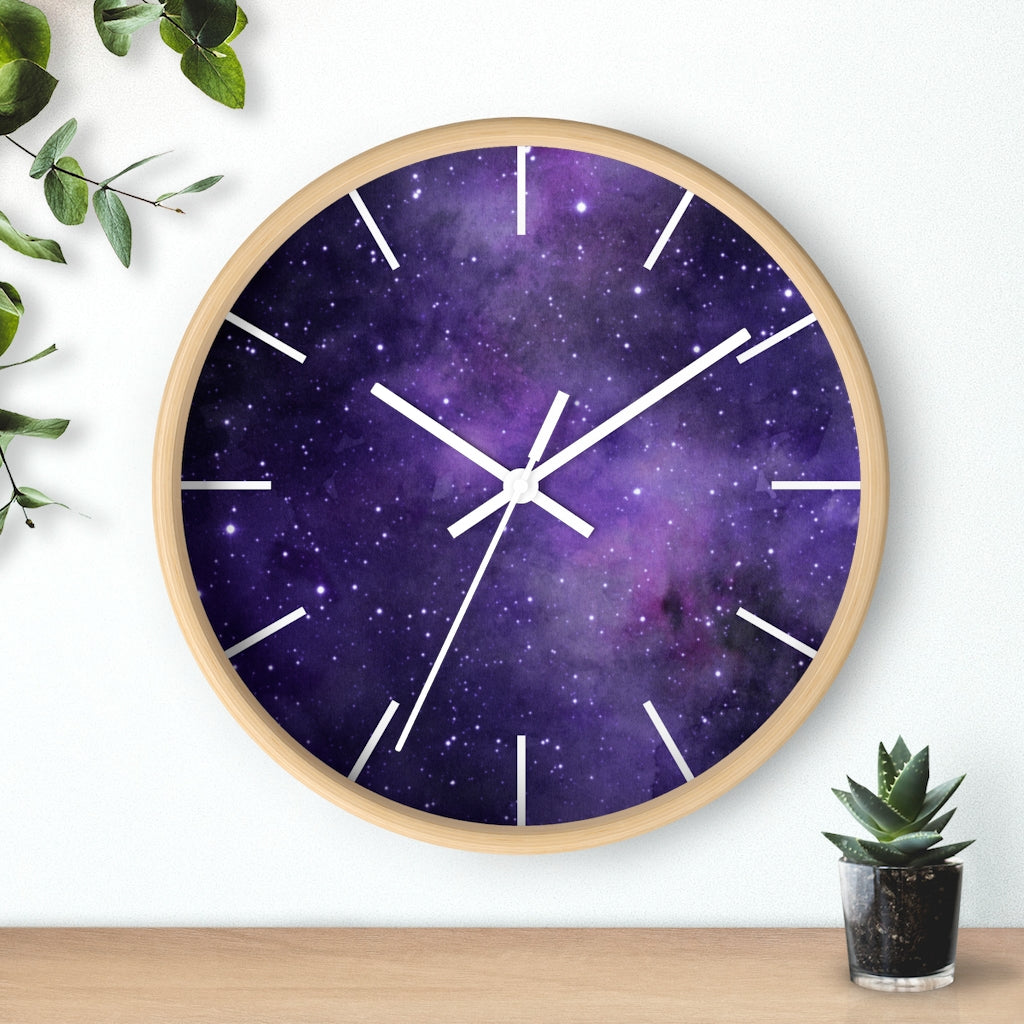 Purple Cosmic 10" Wood Wall Clock