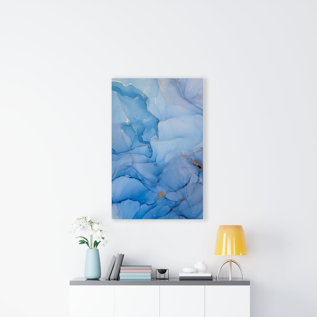 Abstract Canvas Art | Blue Grey Gold