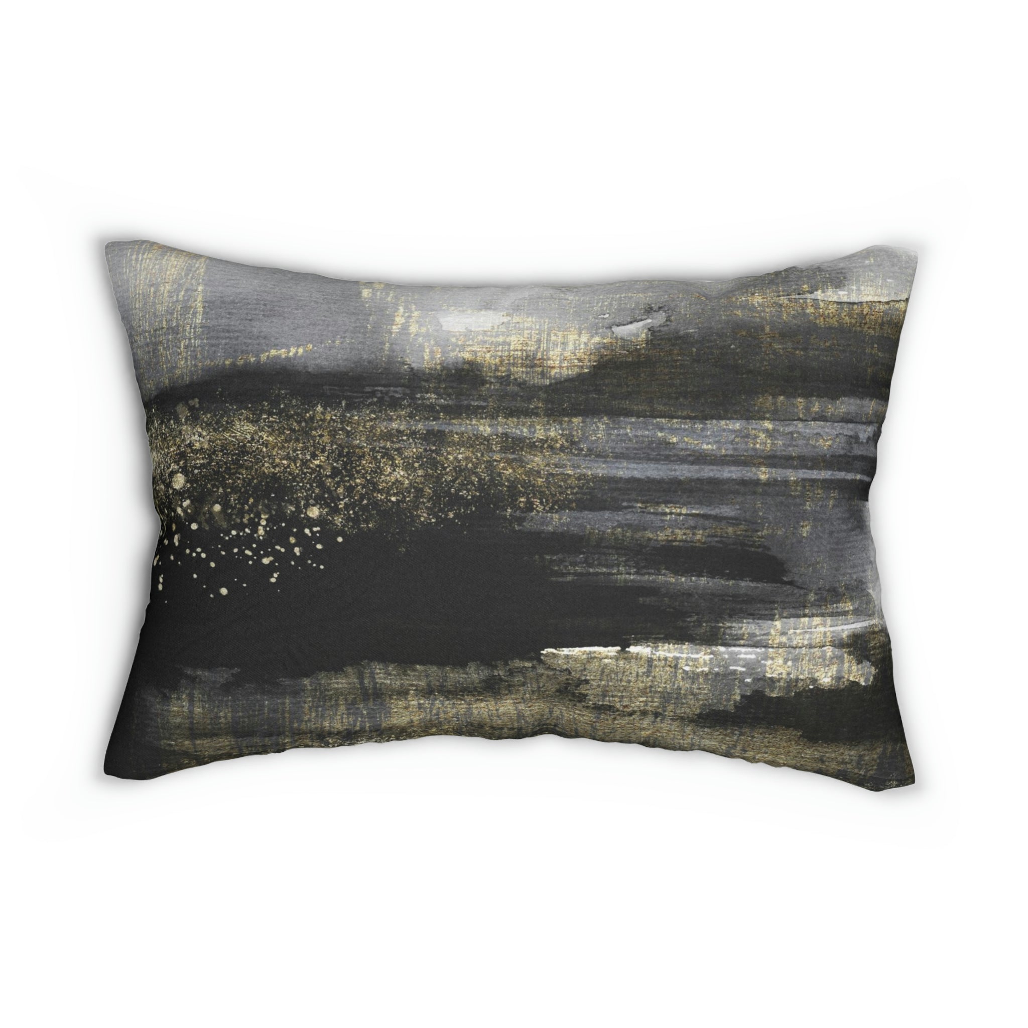 Abstract Lumbar Pillow | Black Gray White Ombre