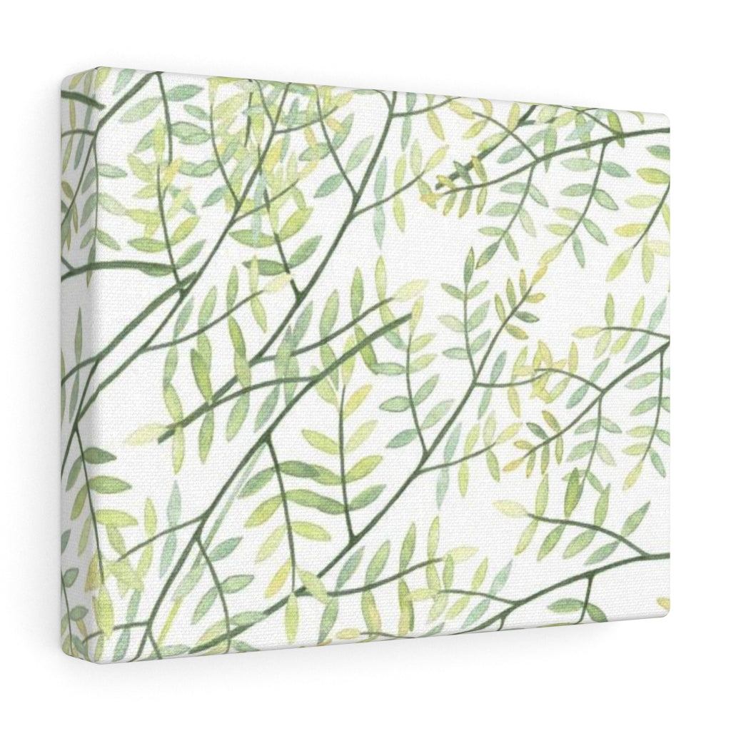 FLORAL WALL CANVAS ART | White Green Yellow Leaves