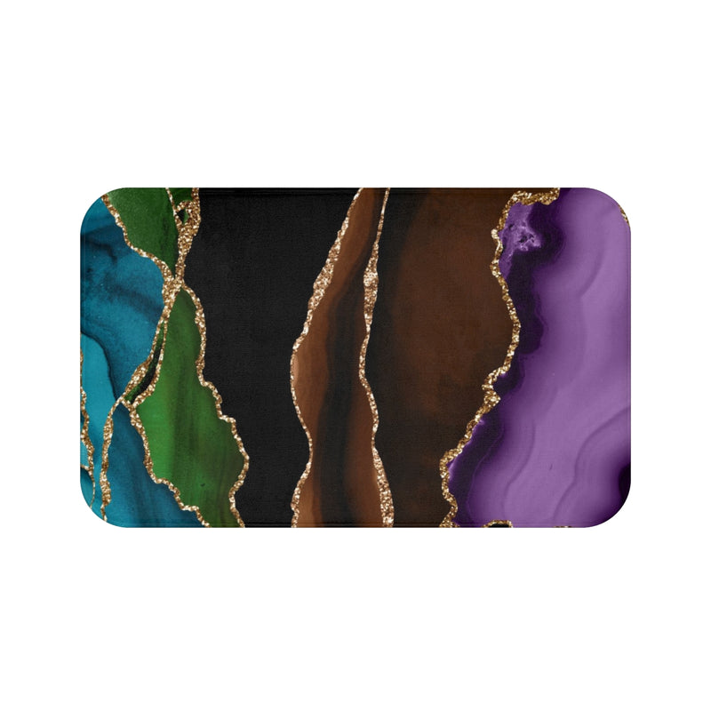 Marble Agate Print Bath Mat | Brown Purple Black