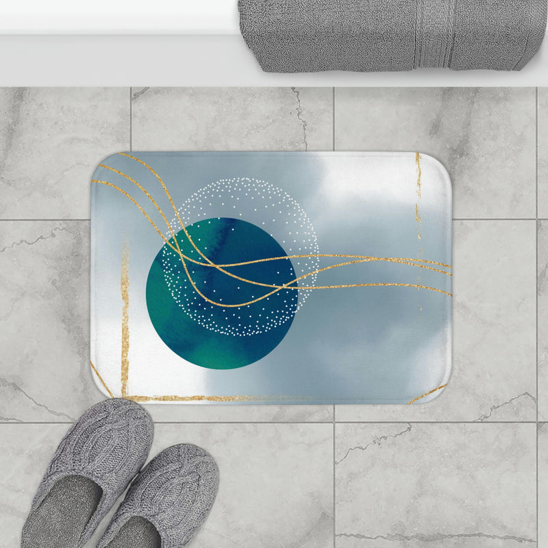 Abstract Bath Mat, Teal Blue Green, Ombre White